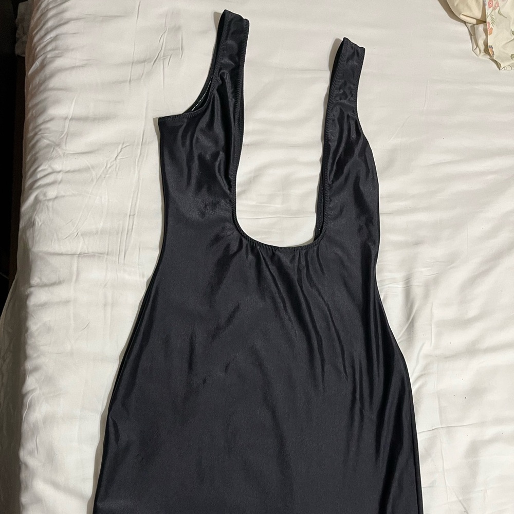 Fredericks of Hollywood Vintage Black Spandex Open Chest Slip Dress